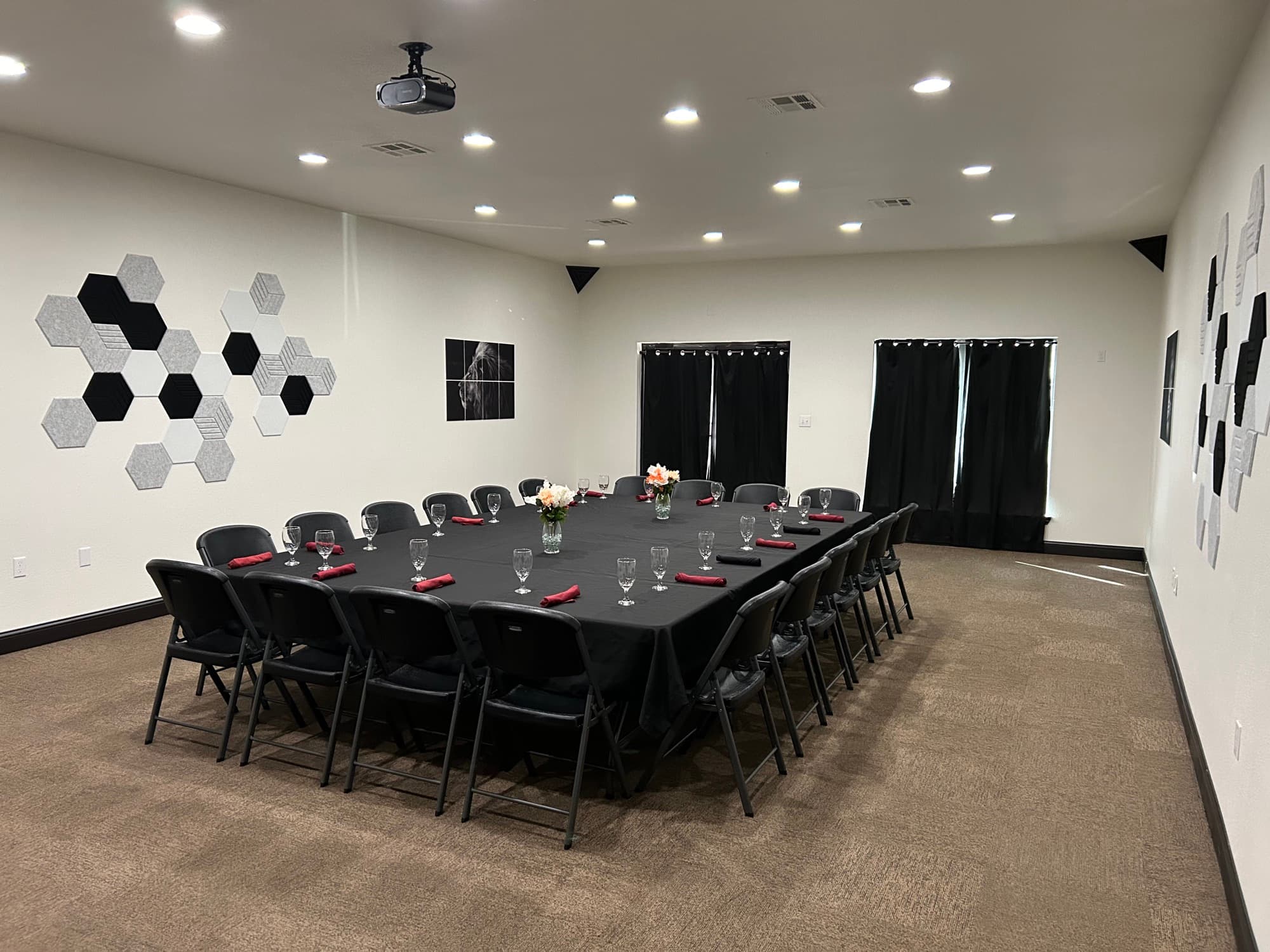 The private banquet room at The Butcher's Choice, set for a group event
